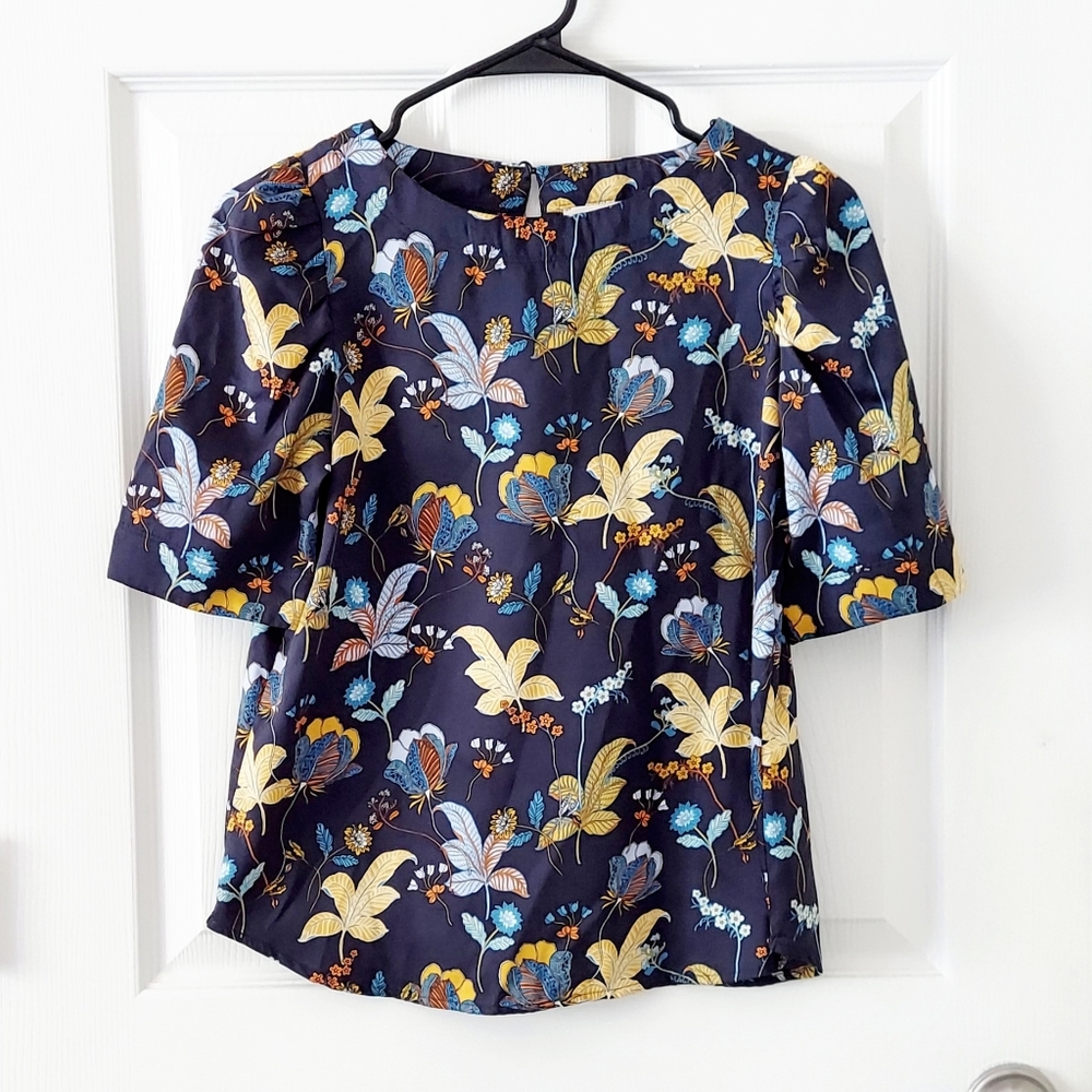 Loft Floral Blouse with Puff Sleeves